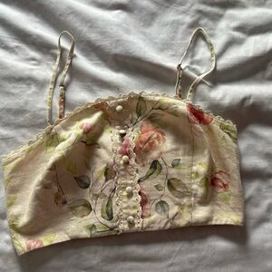 Caroline Constas Cream Smocked Top size S